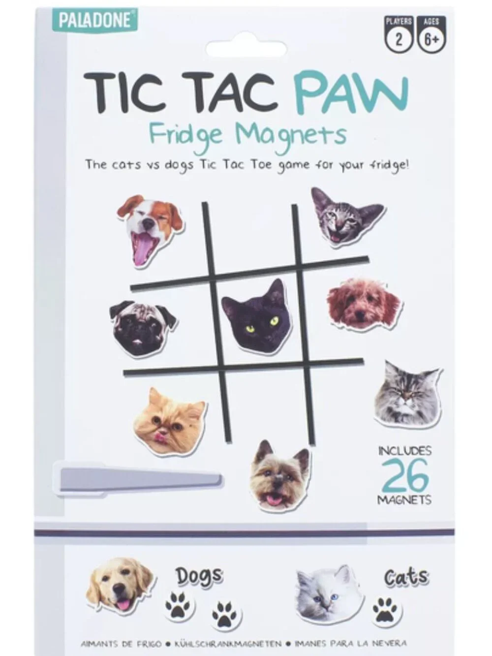 NWT ~ Paladone Tic Tac Paw Game with Cats Vs. Dogs Fridge Magnets